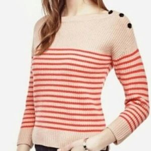Ann Taylor Wool-Cashmere Button Shoulder Sweater